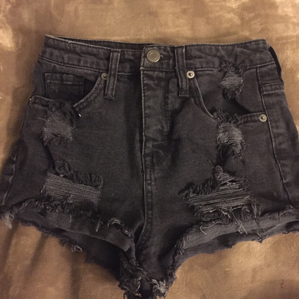 Mossimo Supply Co High Waisted Black Ripped Shorts